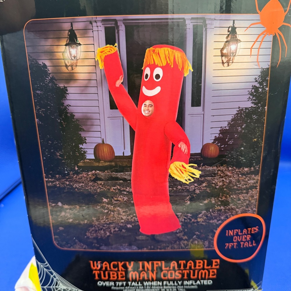 Inflatable Wavy Tube Man Costume Adult Unisex Fan Blow Up Suit Halloween Party